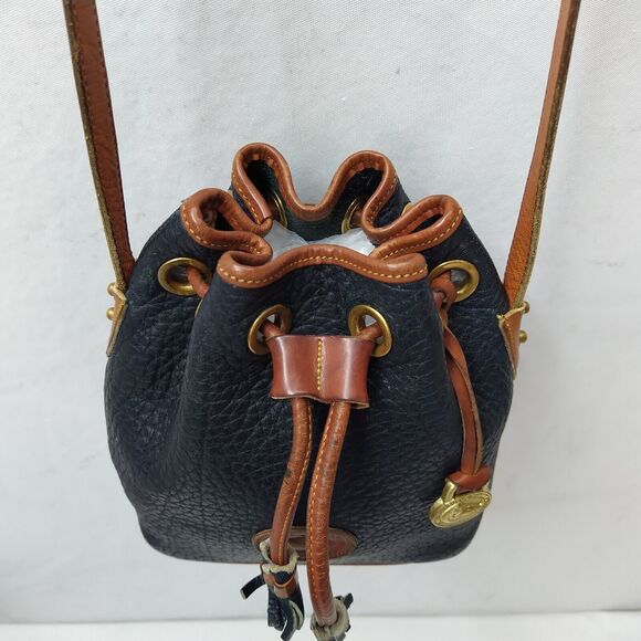 Dooney & Bourke Black Pebbled Leather Drawstring Crossbody Bag - Made in USA - Picture 8 of 16